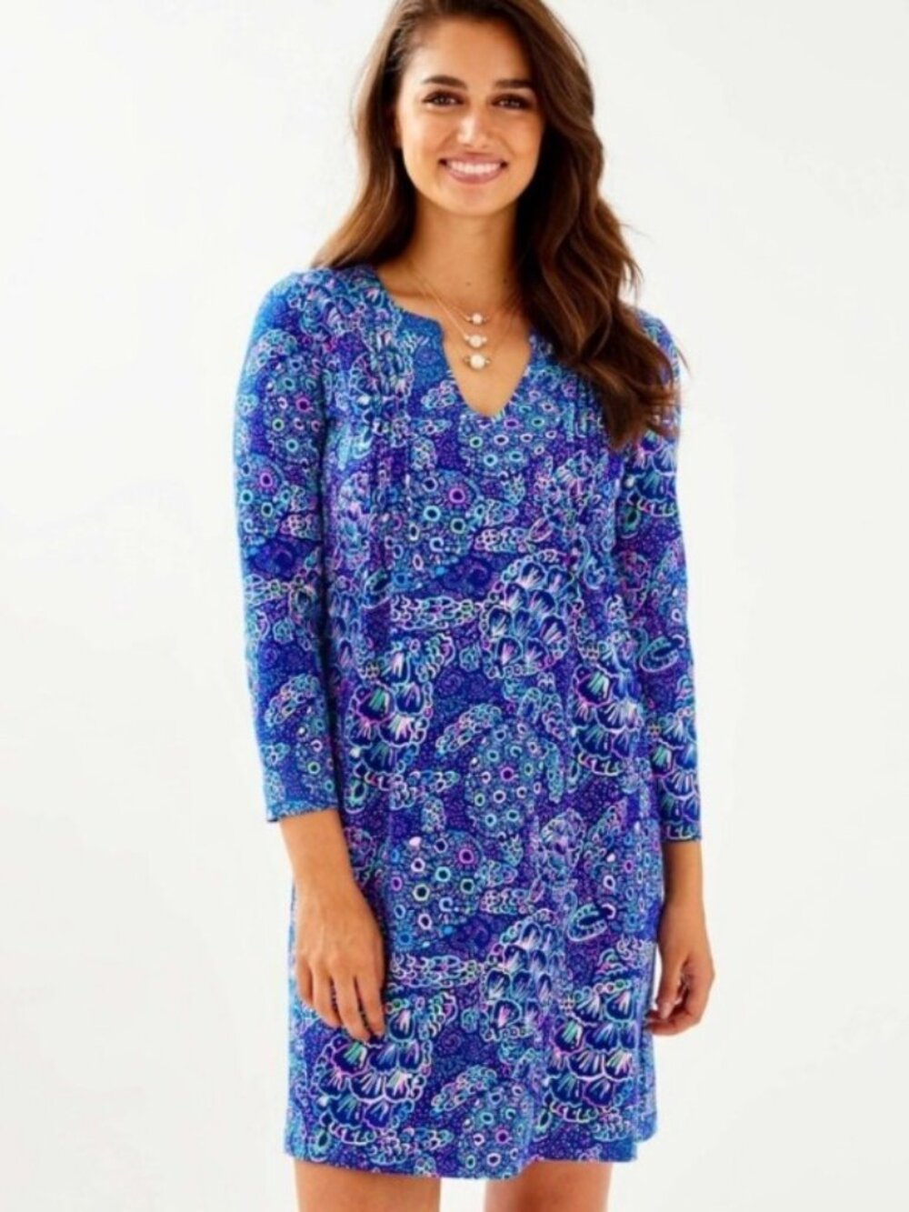 Lilly Pulitzer Aubrey UPF 50+ Dress XS Lapis Lazuli Take It Slow Blue Print